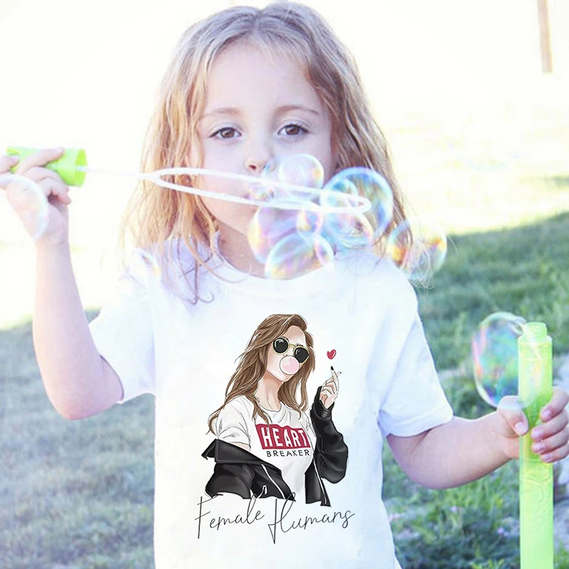 

Жевательная резинка меланин черная девочка Прохладный забавная футболка белого цвета с принтом в стиле «хип-хоп» в стиле Харадзюку для мал...