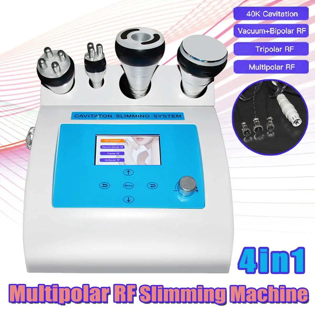 

NEW 4 in 1 Ultrasonic RF Cavitation Machine Vacuum Liposuction Body Slimming Radio Frequency Weight Loss Tighten Anti-Wrinkle