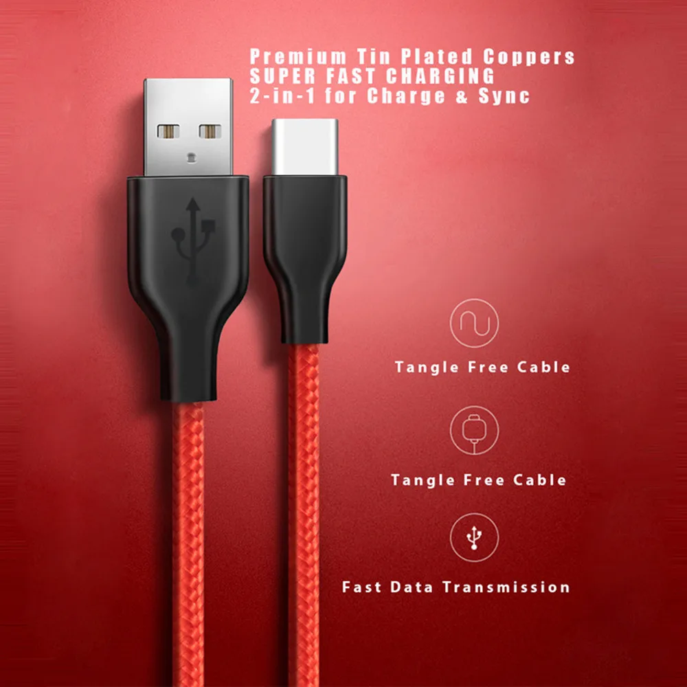 Usb type-C телефонный кабель для samsung S9 USB C кабель для Xiaomi Redmi Note 7 mi9 провод для быстрого заряда USB-C шнур для зарядки мобильного телефона