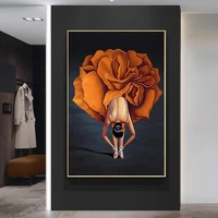 canvas painting ballerina girl wall art orange flowers ballet skirt poster print wall picture for living room home decor cuadros