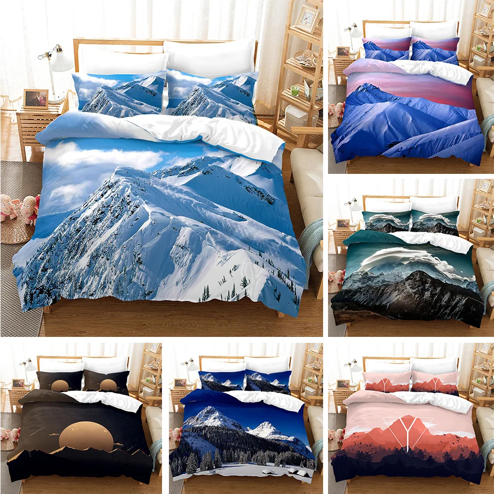 

Natural Scenery Pattern 3D Print Landscape Snow Mountain Queen King Size Bedding Set Duvet Cover Sets Bedspreads With Pillowcase