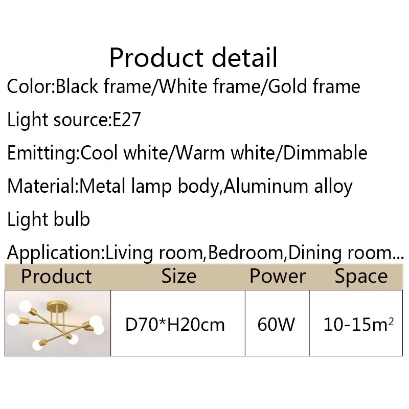 

Modern LED Chandelier E27 Light Bulbs For Living Room Dining Room Kitchen Decor Light Ceiling Chandelier Indoor Lighting Fixture