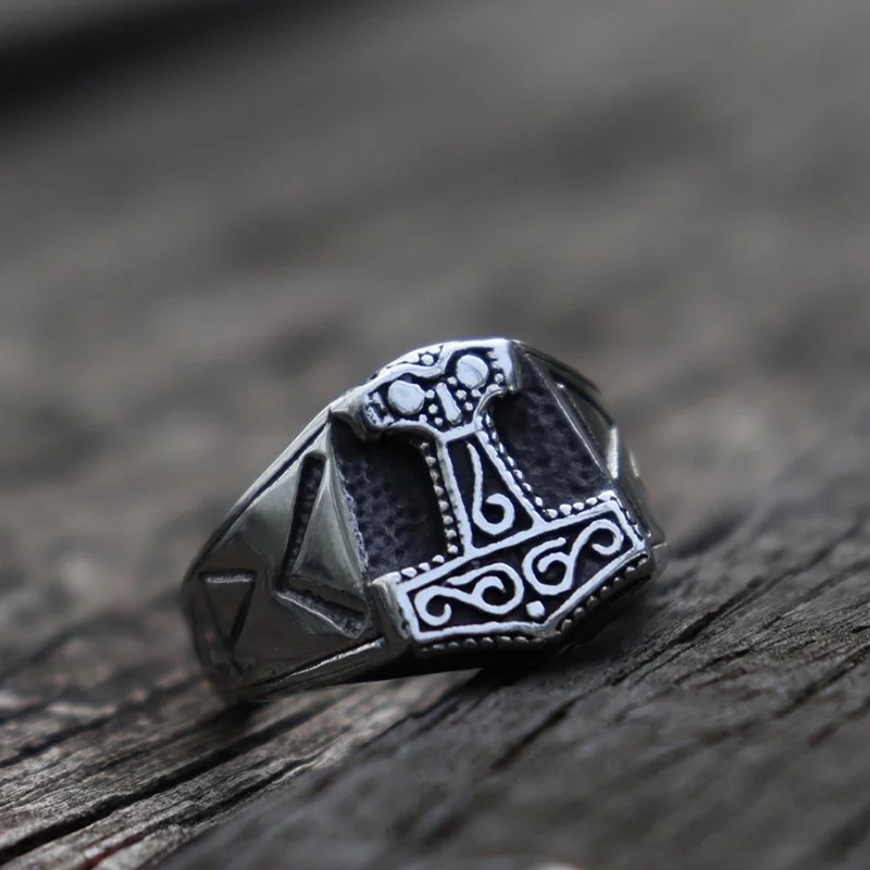 

Punk Locomotive Rock Hip Hop Trend Retro Viking Ethnic Style Men's Ring Boy Birthday Holiday Gift Party Jewelry Wholesale