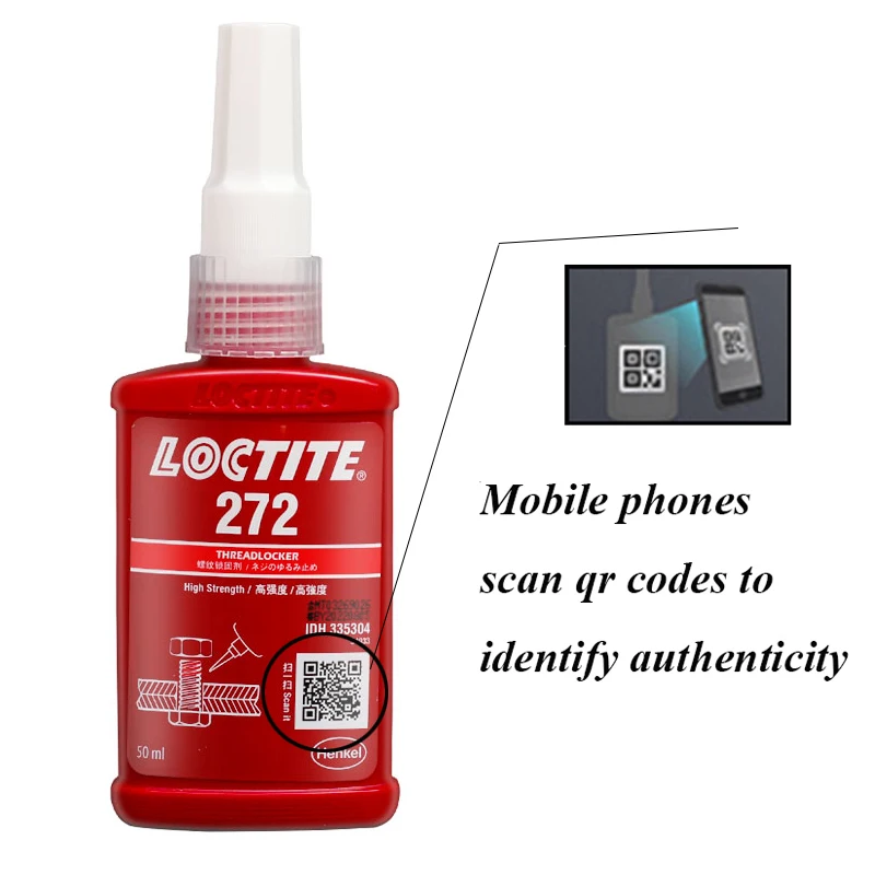 

New Loctite 272 Screw Locking Glue Sealing Threadlocking Agent High Strength Viscosity Anaerobic Adhesive Thread Sealant 50ml