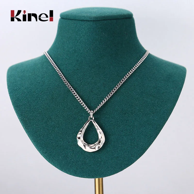 

Kinel Genuine 925 Sterling Silver Oval Pendant Necklace Vintage Sweater Chain Silver 925 Necklace For Women Luxury Fine Jewelry