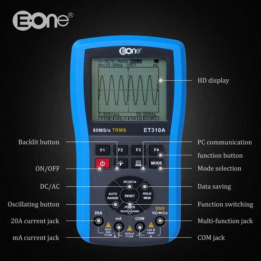 Осциллограф EONE ET310A 20 МГц 80Msps цифровой мультиметр для хранения Портативный