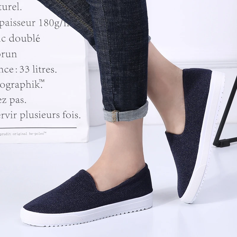 Женские холщовые кроссовки без шнуровки сверхлегкие лоферы на плоской подошве