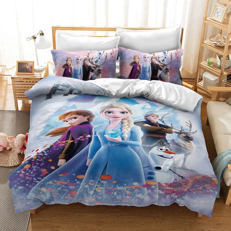 

Disney cartoon 3D Printed Bedding Set Frozen Elsa Anna Rapunzel Princess Single Bedlinen Duvet Cover Pillowcases for girl gift