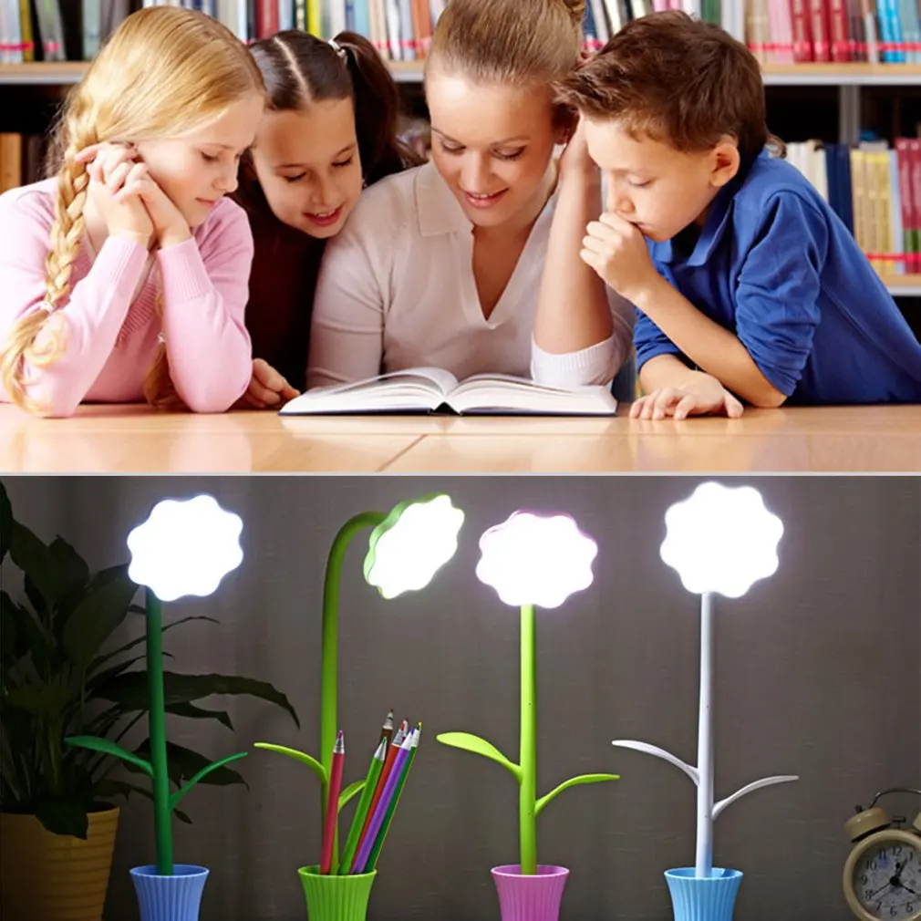 

Durable LED Reading Light Flower Shape Eye Care Desk Lamp Flexible Neck Light For Studying Working Bedroom
