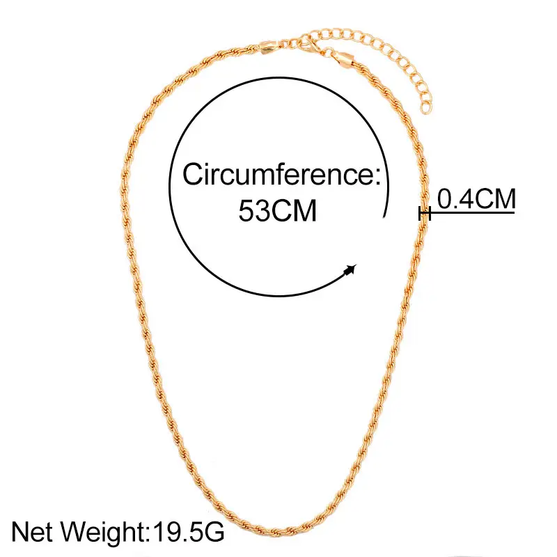 

2021 Trend Fashion Golden Twisted Rope Chain Necklace For Women Simple Thick Metal Necklace Sweater Necklace Party Jewelry Gift