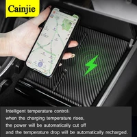 2021 new 10w car wireless charger for tesla model 3 model y accessories car wireless fast charging pad smartphone charging