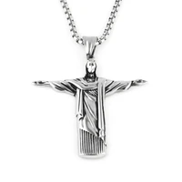 christian orthodox crucifix jesus necklace cross prayer big pendant silver color crucifix cross pendant necklace