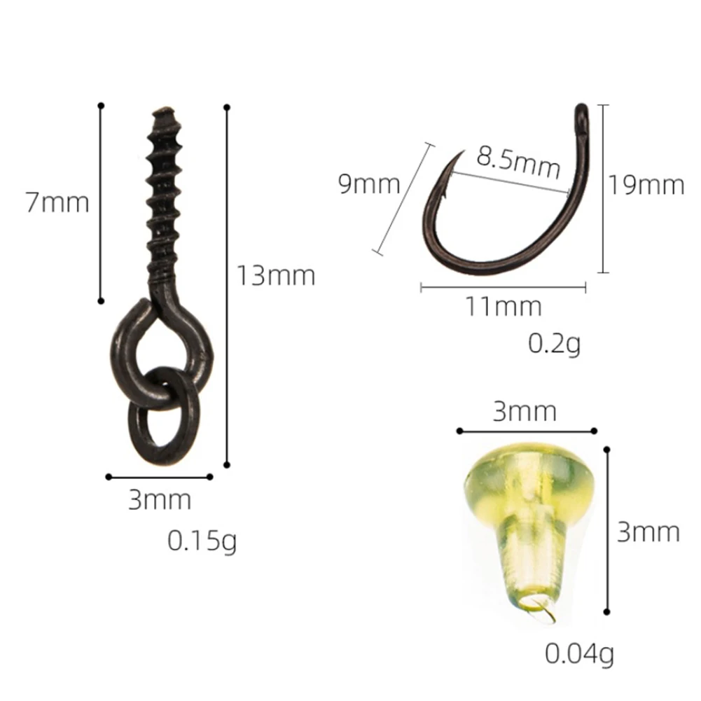 

30pcs Carp Rig Ring Stops with Boilie Bait Screw Fishing Hook Swivel Tackle Accessories Kit Tackle Boxes Tackle Quick Change