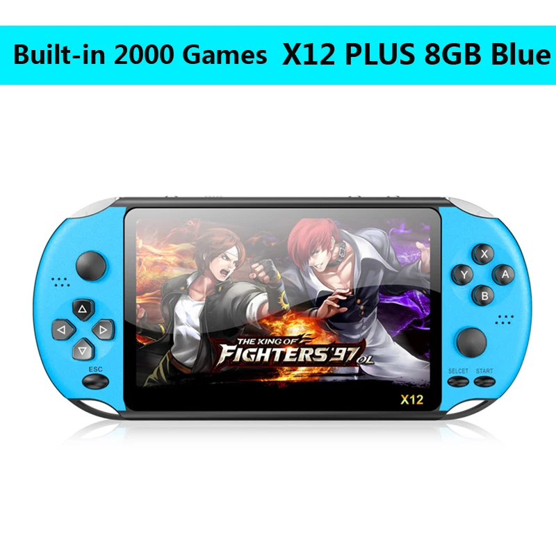 X12PLUS 8GB Blue X12 5,1 дюймов портативный игровой видео плеер 8G 16G светодиодный экран Встроенный 2500/3000 игр X9 X12PLUS Ретро консолей Поддержка TF карты - Цвет: X12PLUS 8GB Blue