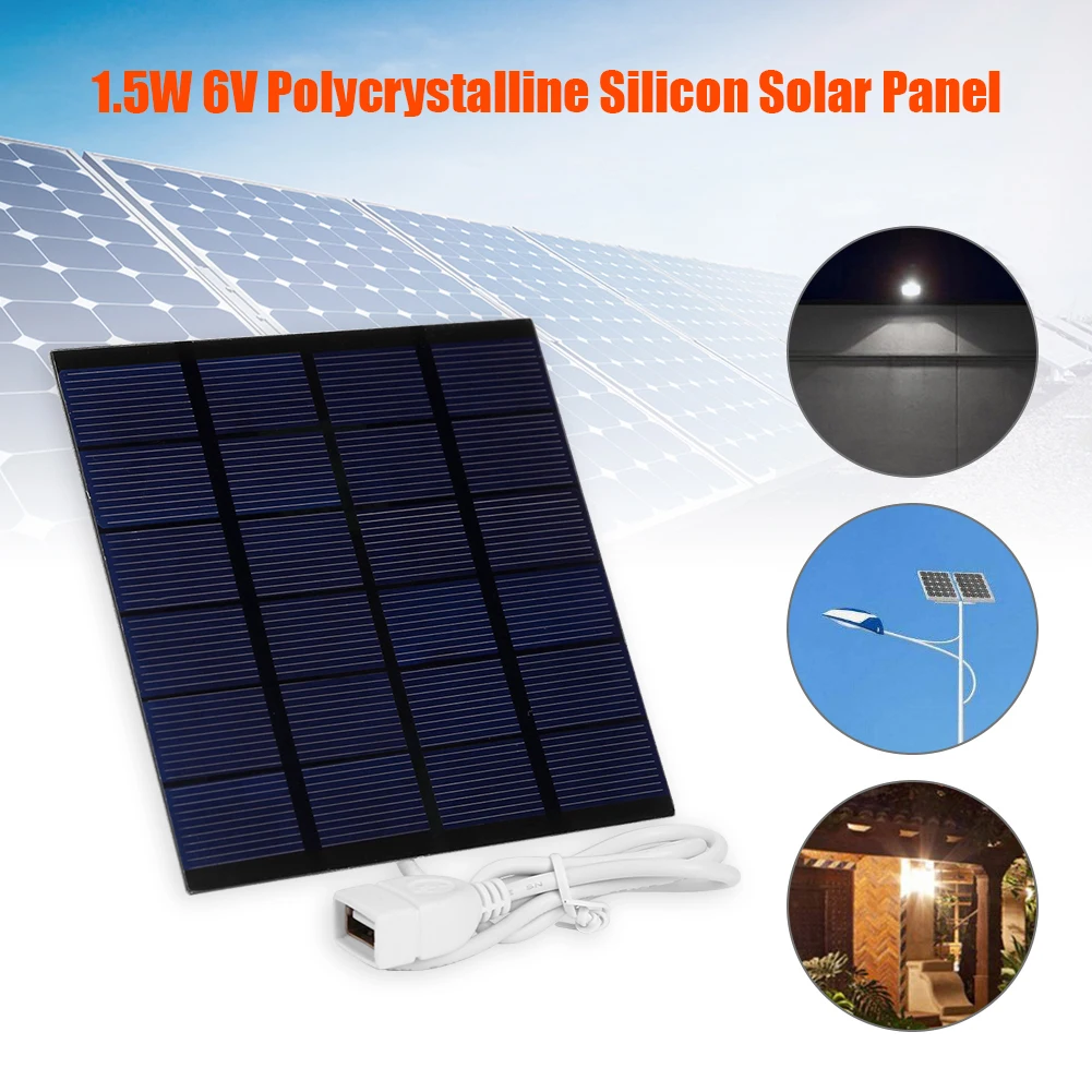 

2021 New Power Bank Battery USB Powerbank 1.5W 6V USB Solar Power Bank Battery Solar Panel Polysilicon Port