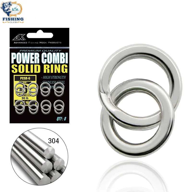 

55-200LB Power Combi Stainless Steel Fishing Split Rings Lure Solid Ring Loop For Blank Crank Bait Tool Kit Metal Key Holder