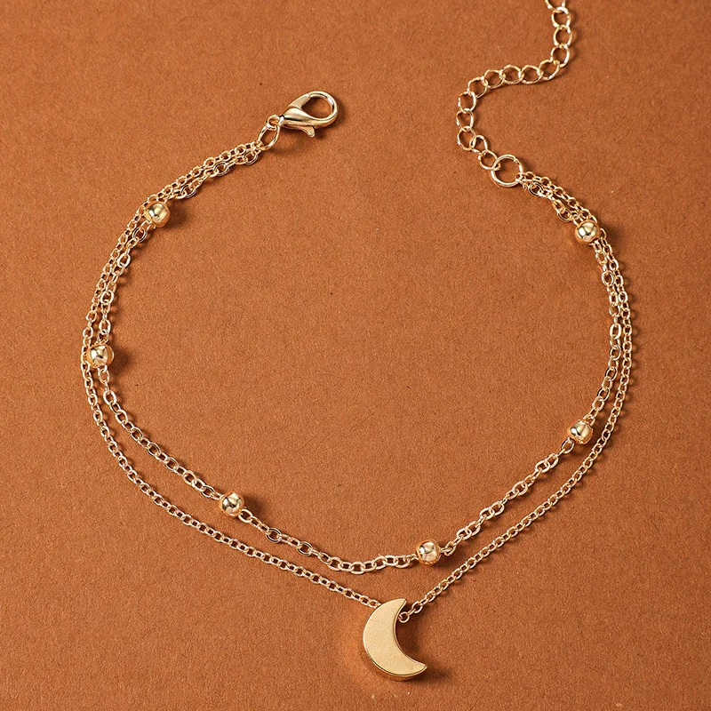 Модные золотые Цвет 3D луна бусины в форме двойного конуса красивые браслет