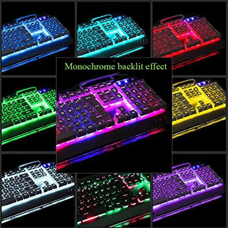

Mechanical RGB Keyboard and Mouse Combo, Adjustable Breathing Lamp Wired Gaming Keyboard Wrist Rest Keyboard