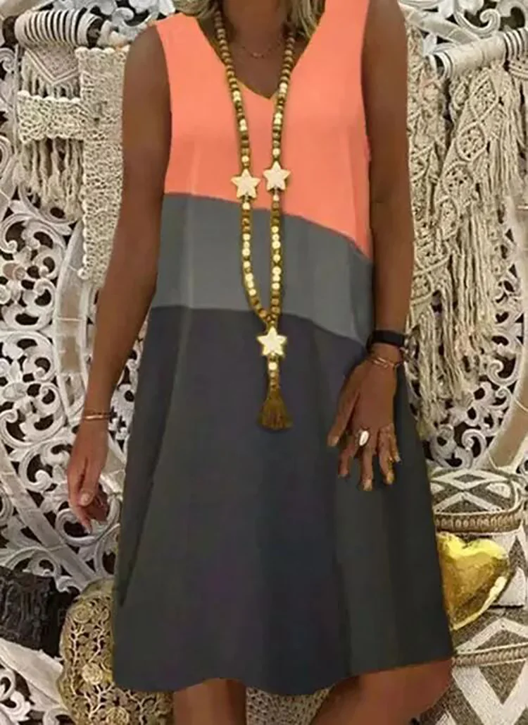 Женское повседневное свободное платье до колен с принтом 3 цвета V-образным