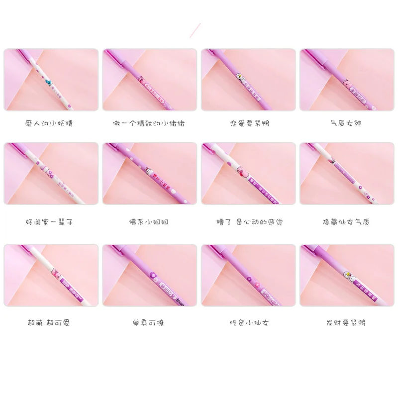 

1 Piece Cute Romantic Purple Cherry Blossoms Series Gel Pen Korea Stationery Black Ink 0.38mm School Writing Office Supplies