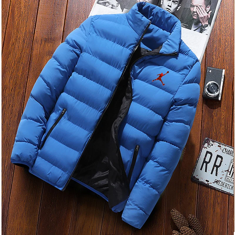 

2020 high grade new printing autumn and winter casual men's windbreaker jacket men's warm jacket slim solid color stand collar z