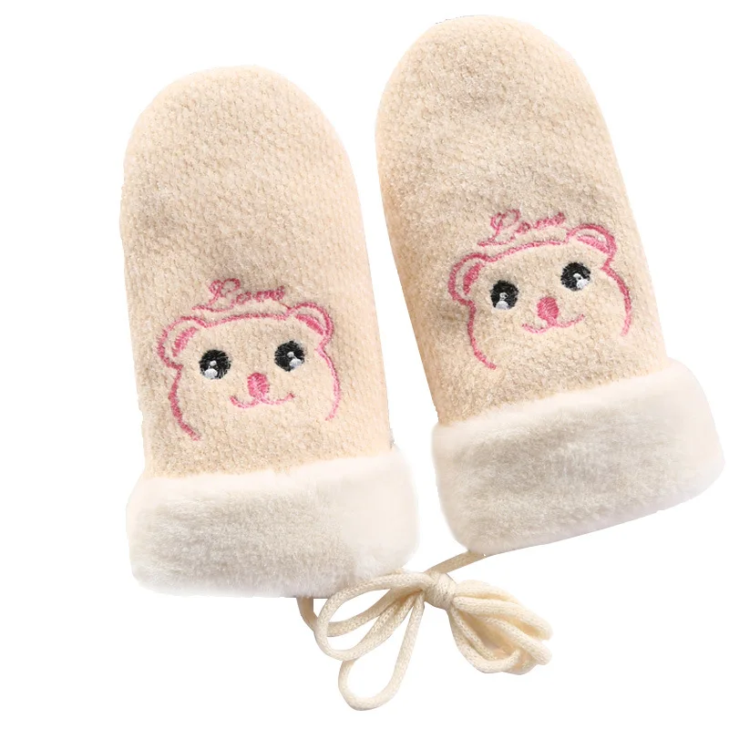 

Cartoon Gloves Female Autumn and Winter Korean Plush Warm Children's Gloves with Fingers Cute Riding Net Red Style Stew