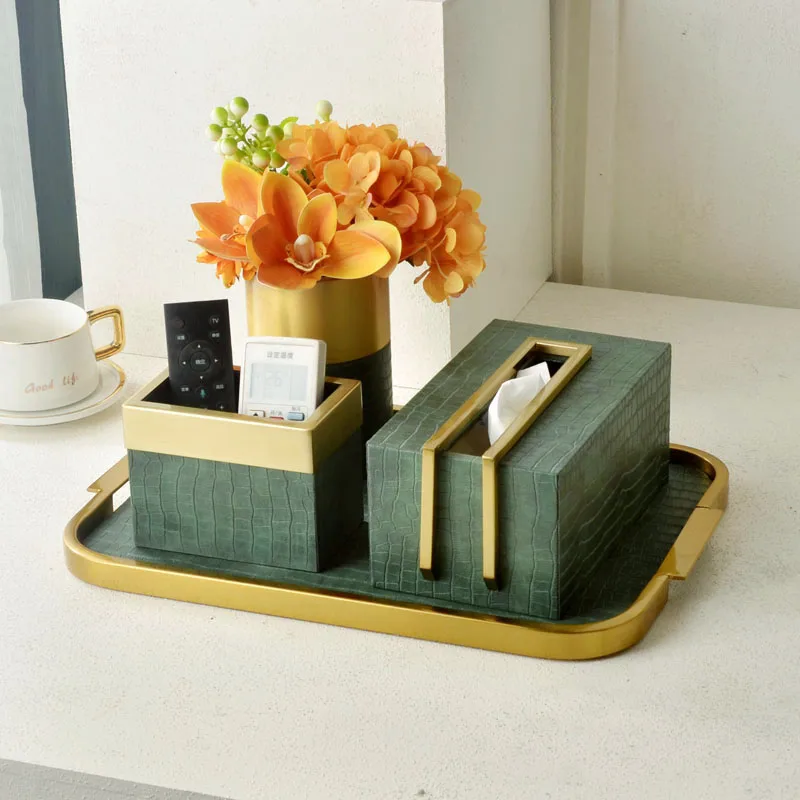 

High-end living room tissue box decoration coffee table storage box light luxury new Chinese designer paper box organizer