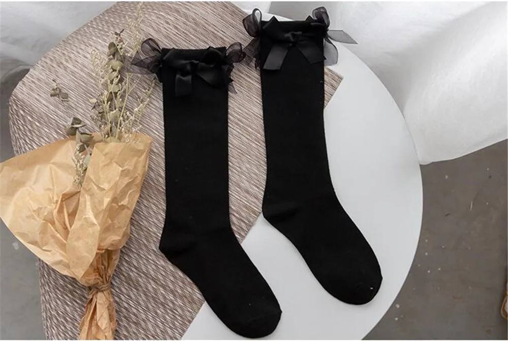 Женские кружевные носки с бантом для костюма Хэллоуина студенческие Школьные