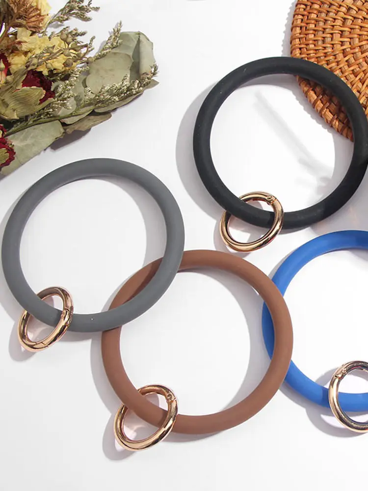 JJFOUCS Модный Блестящий силиконовый браслет на запястье круглая застежка брелок