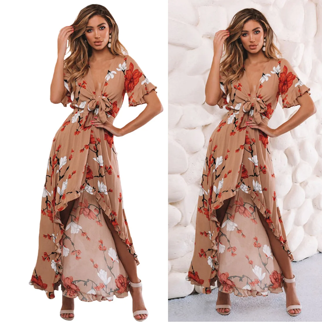 Сексуальное женское платье с глубоким v образным вырезом летние кружевные рукава