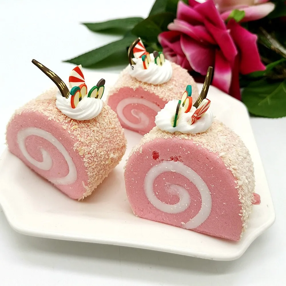 ПУ имитация крема Швейцарский рулон десерт фруктовый торт искусственные