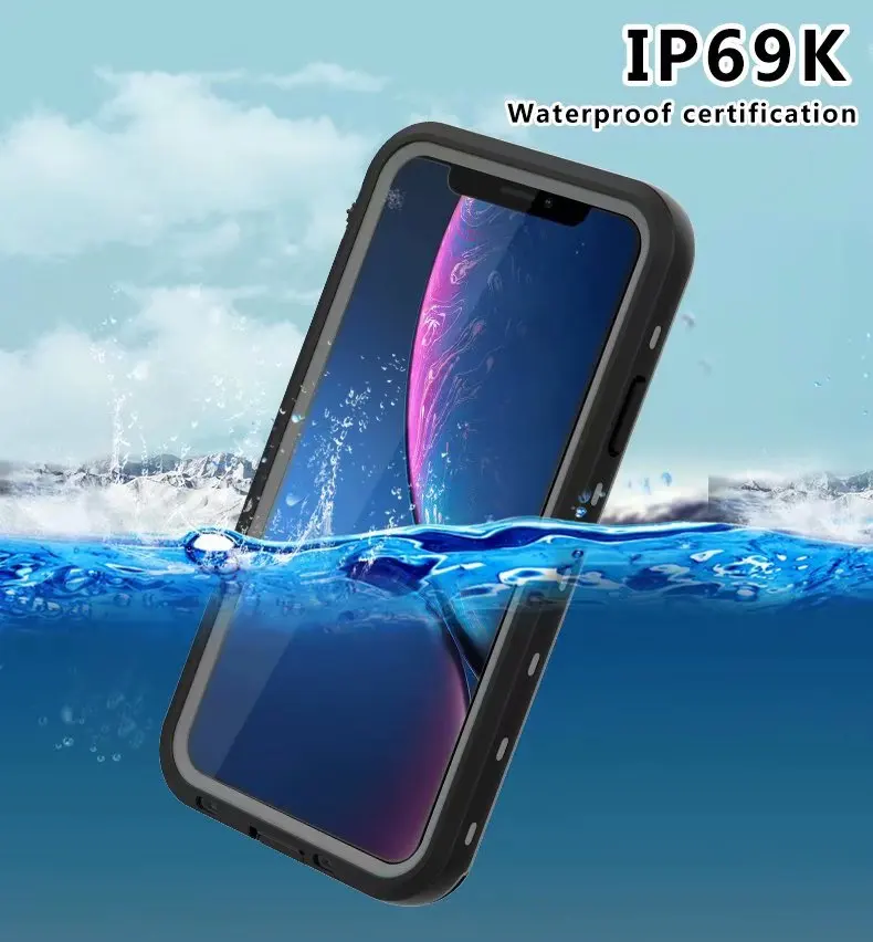 IP69K Waterproof case For iphone 11 PRO Max XR XS MAX Underwater 3m WaterProof Shockproof Hard Case Full Protection with Stand