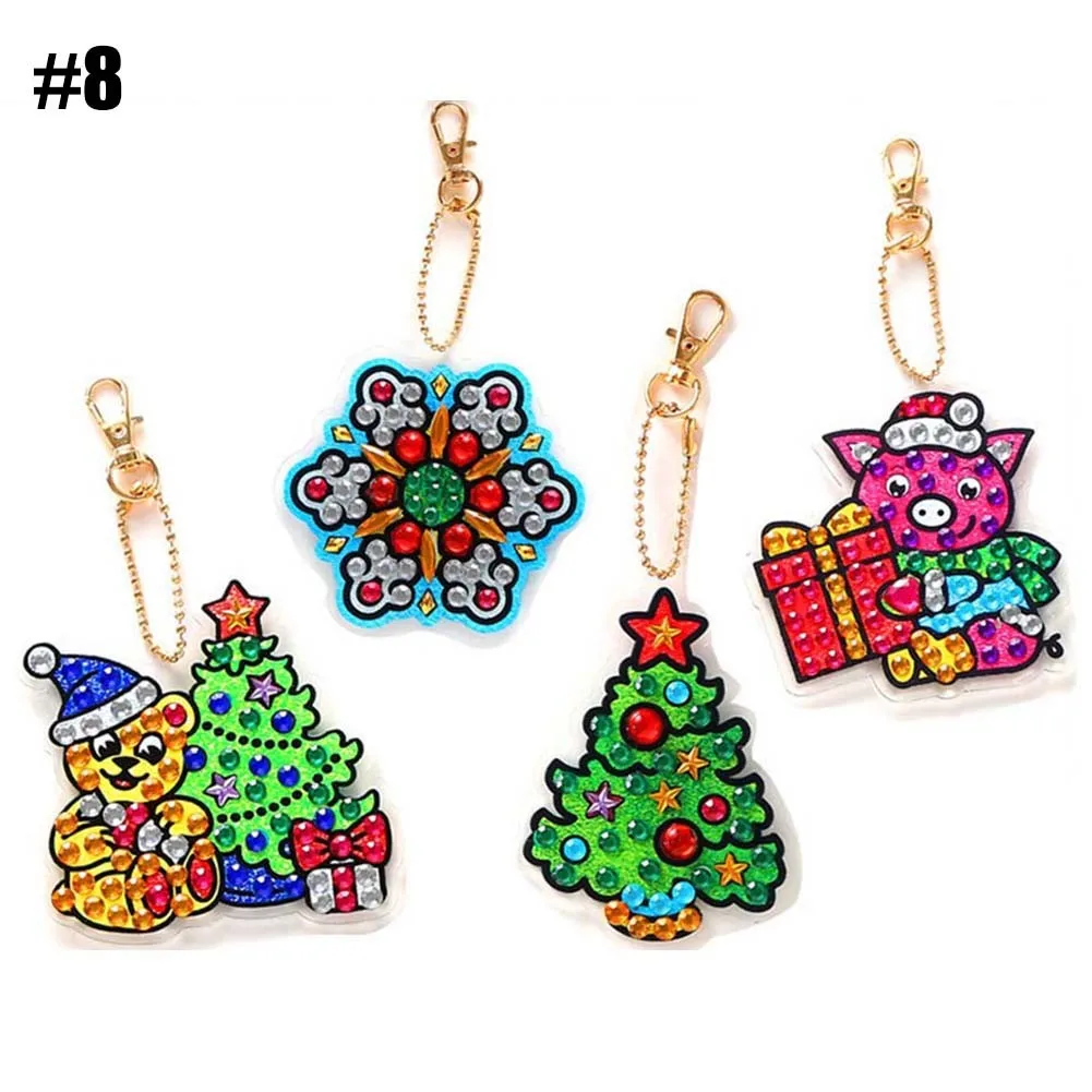 

5D DIY Full Painting Christmas Tree Pendant Keyring Diamond Art Craft Bag Decor Special Shaped Keychain Drill Diamond Art Crafts