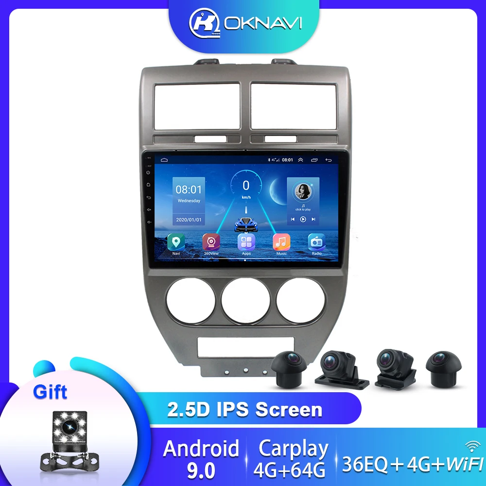 

Car Radio For Jeep Compass MK 2006 2010 with Bird View Android 9.0 OS 360 Autoradio Multimedia Video Player Navigation GPS 2din
