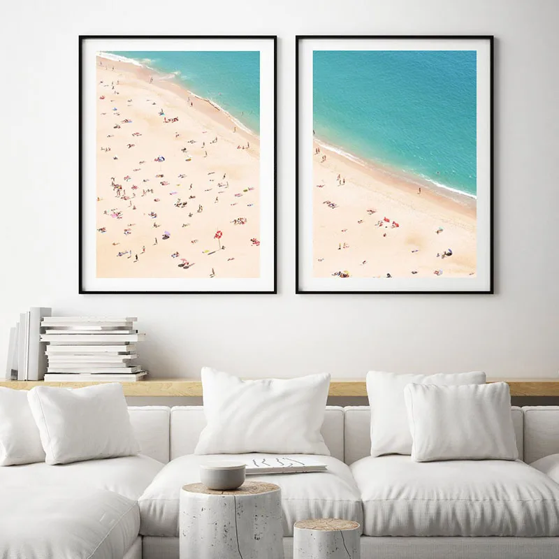 Воздушный постер для пляжа песчаный пляж Картина на холсте береговые стены