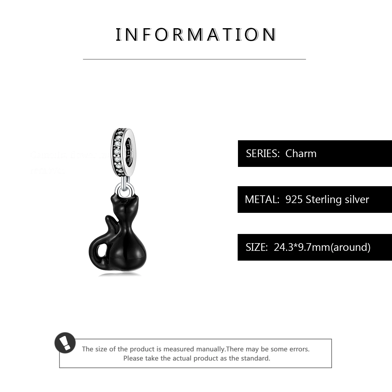 Подвеска из стерлингового серебра 925 пробы с черной эмалью кошачий Шарм изящное