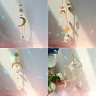 Луна, Радужный Хрустальный витраж, искусственное украшение, ветряные колокольчики, Хрустальная подвеска для сада, дома, патио, крыльца