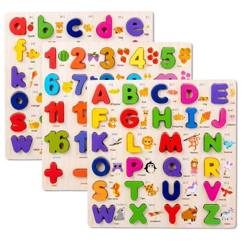 

Kids Wooden 3d Alphabet Number Puzzle Baby Colorful Letter Grasp Digital Board Early Educational Toy For Children Baby Kids Gift