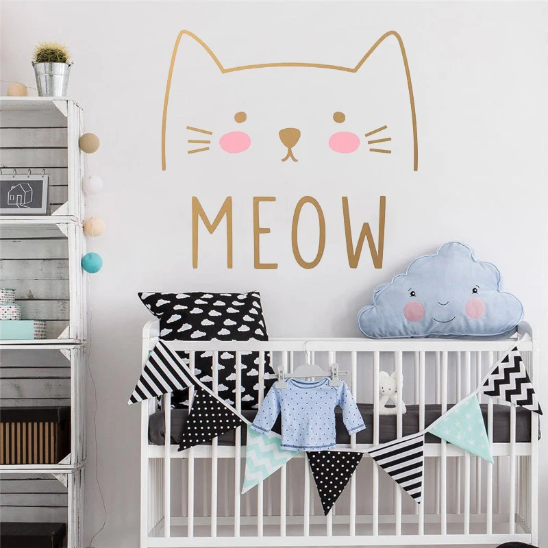 

Cat wall sticker personality Cute Cat Decal kids room decoration Nursery Decal Removable Sticker Vinyl Decal home decor HY265