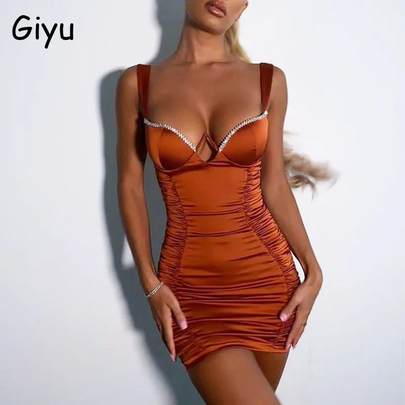 Сексуальные атласные женские платья Giyu коллекция осень 2022 одежда для
