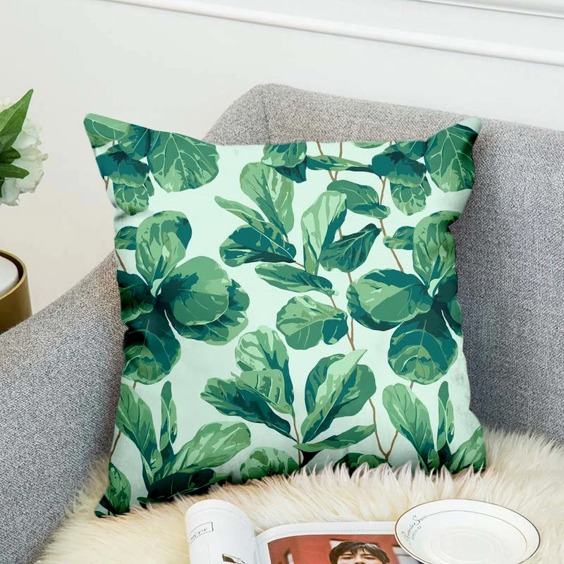 

Tropical Plants Pillow Case Polyester Decorative Pillowcases Green Leaves Throw Pillow Cover Square Poszewki Na Poduszki 10