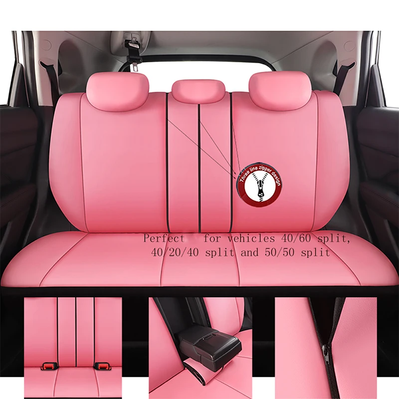 Universal Pink Car Seat Cover Set for Women and Girls Compatible with Citroen C2 C3 Aircross C4 CACTUS 2012 Ds4 Ds5 Saxo Xsara image 3