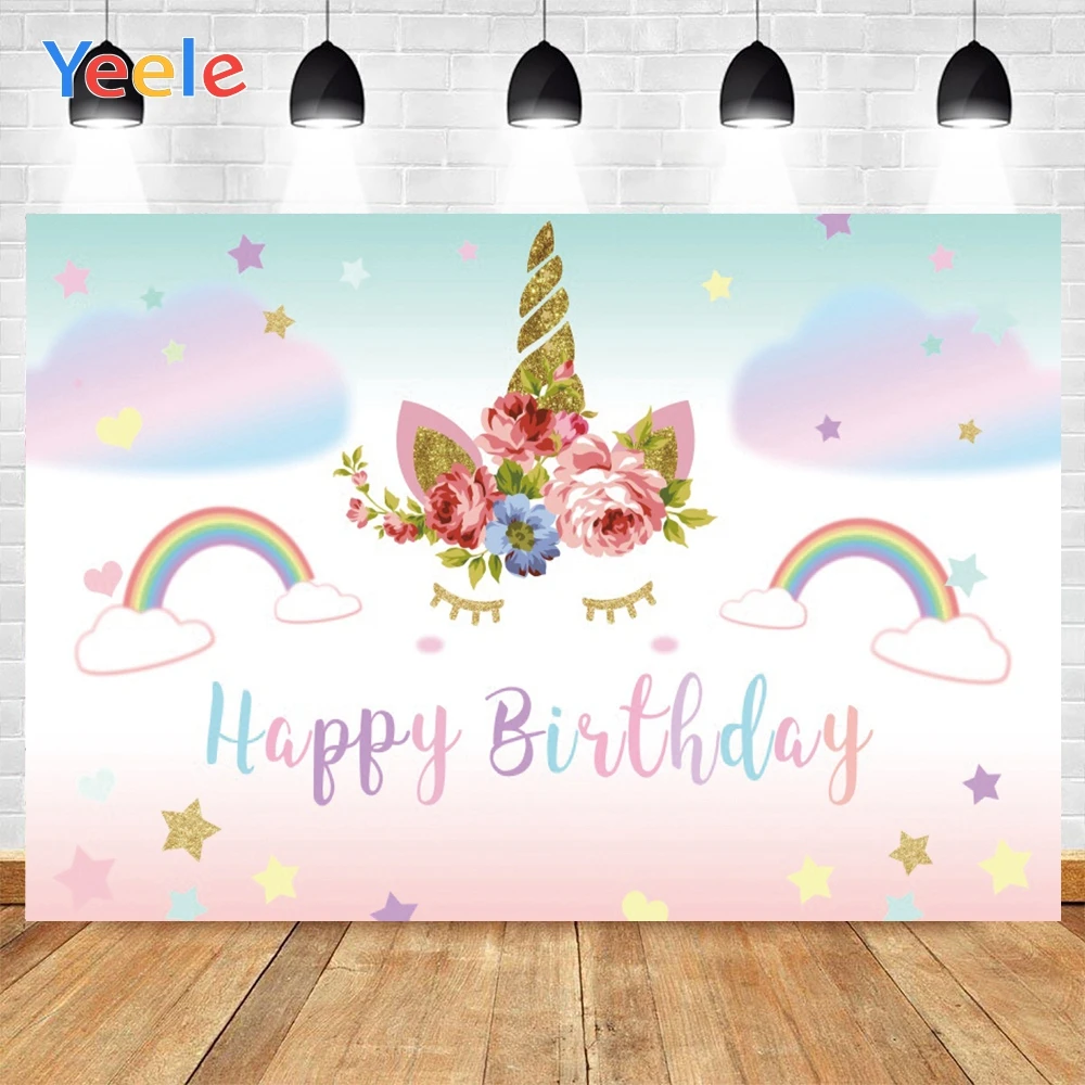 

Unicorn Rainbow Baby Birthday Party Newborn Personalized Photographic Backdrops Photography Backgrounds For Photo Studio Prop