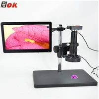 pdok 21mp 60fps usb digital industry video microscope with camera set system 10 180x c mount lens for phone pcb soldering