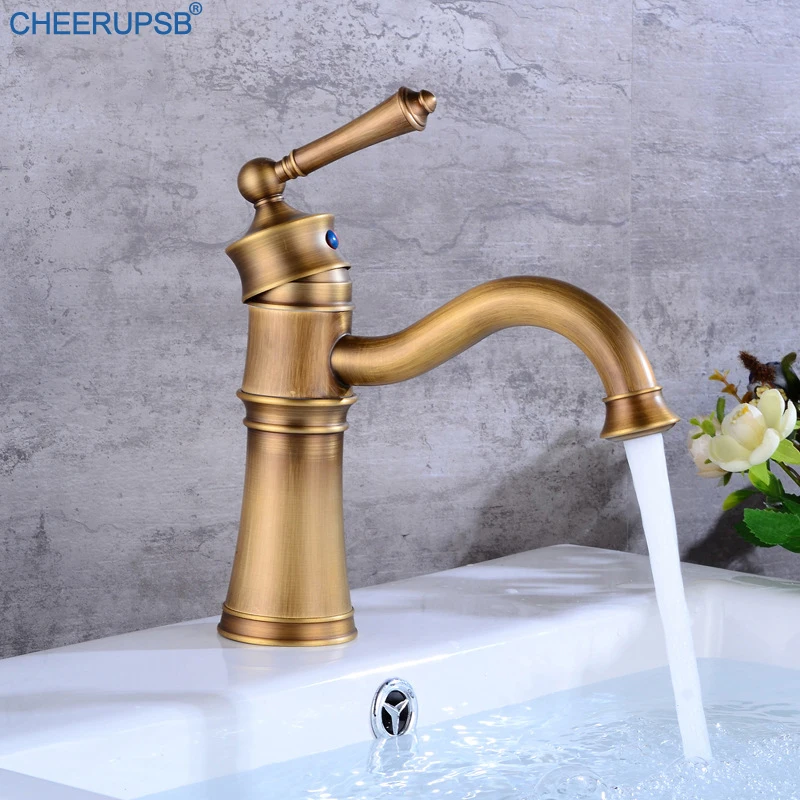 Винтажные Золотые Смесители для ванной комнаты роскошный кран с креплением на