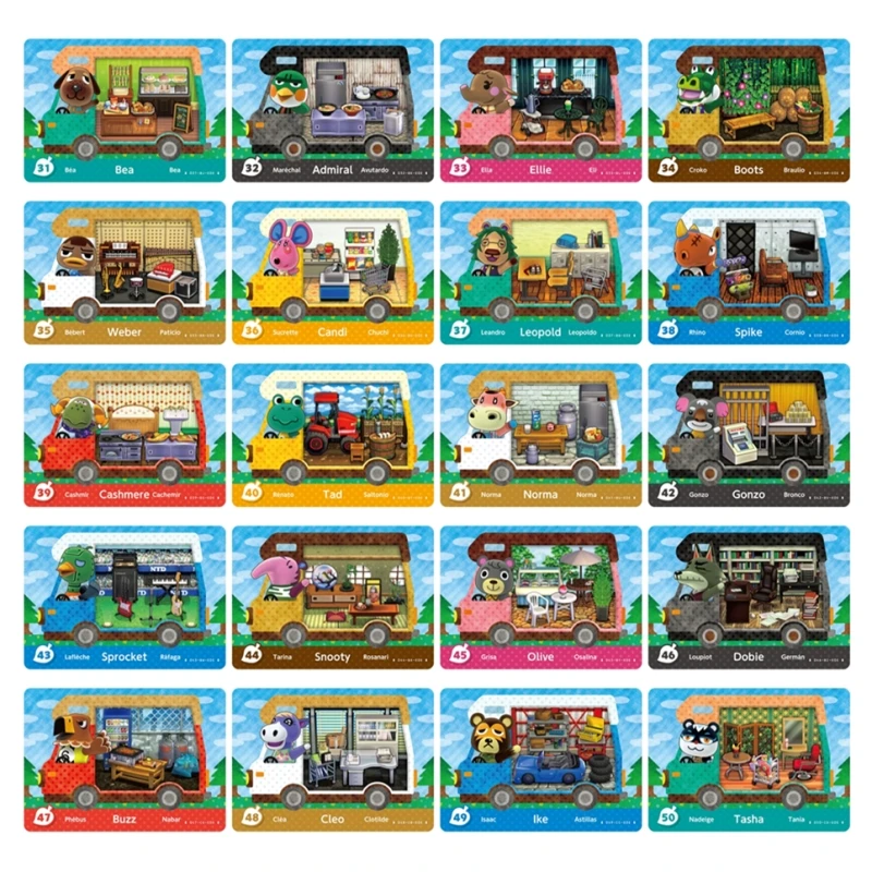 

31~50 Animal Croxxing Welcome NFC Card Ntag215 Series RV Car Card Work For New Leaf Series