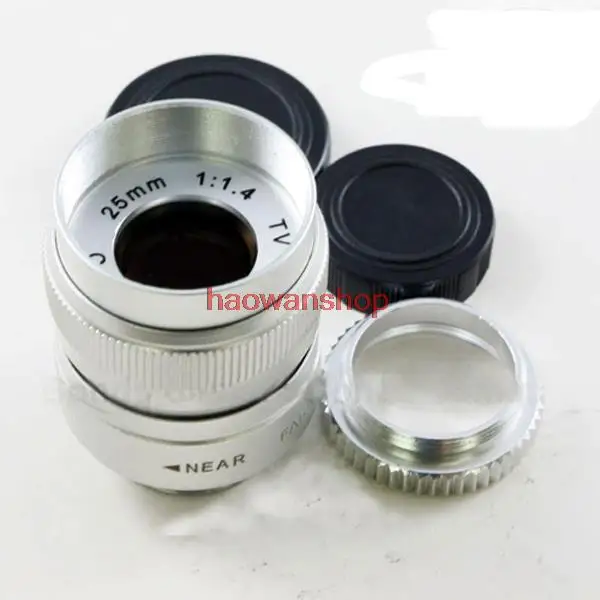 Серебряный CCTV 25 мм F1.4 c mount Movie Lens для m43 G1 EP1 EP2 GH1 GH2 GF1 GF2 E PL3 GF5 GX1|Объективы