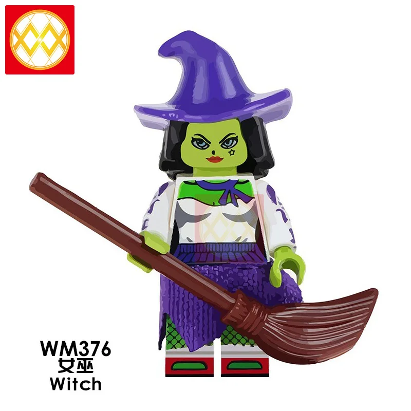 WM376witch Фильм ужасов WM6075 ужас Хэллоуин Фредди Майерс Джек Скеллингтон зомби Эрика дравена Билла Джейсона строительные блоки игрушки для детей - Цвет: WM376witch