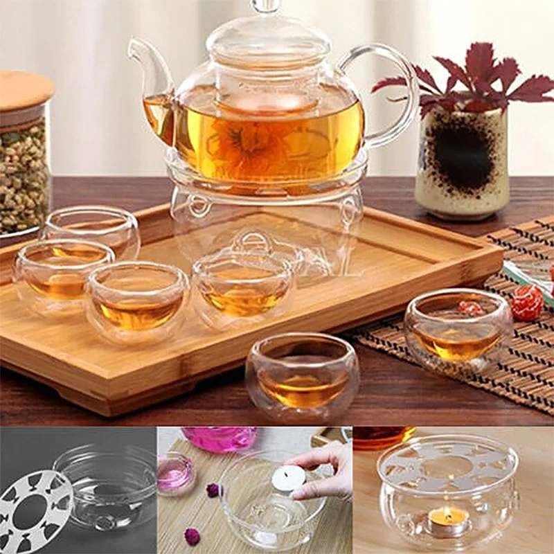 

1pcs New Dish Coffee Tea Practical Clear Glass Portable Round Teapot Warmer Candle Heater Portable Teapot Warmer Insulation Base