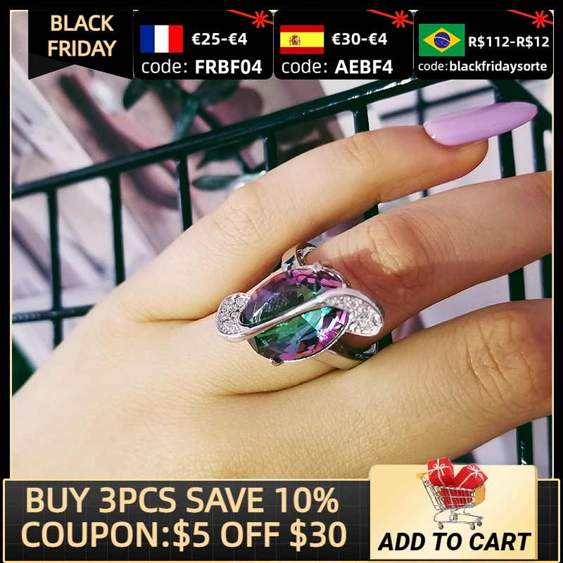 

Solid Real 925 sterling silver Multi-color blue fashion engagement Ring for Women finger big chrismtmas party gifts jewelry R689